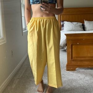 Wide-leg High-Waisted Yellow Pants